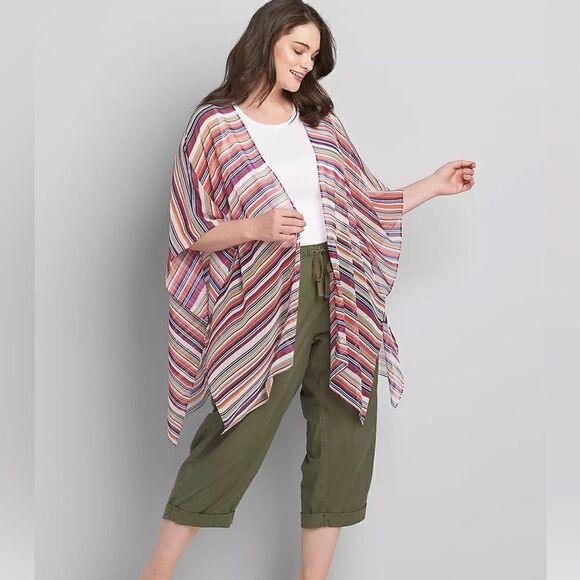 Lane Bryant Light Weight Striped Kimono OS - Picture 1 of 6